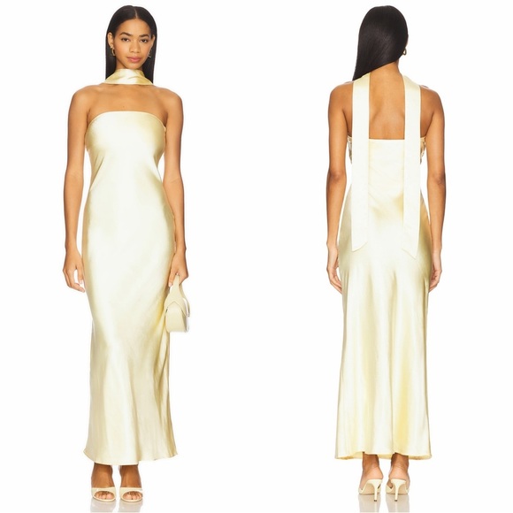 Sndys Dresses & Skirts - SNDYS Angelina Neck Tie Maxi Dress in Butter